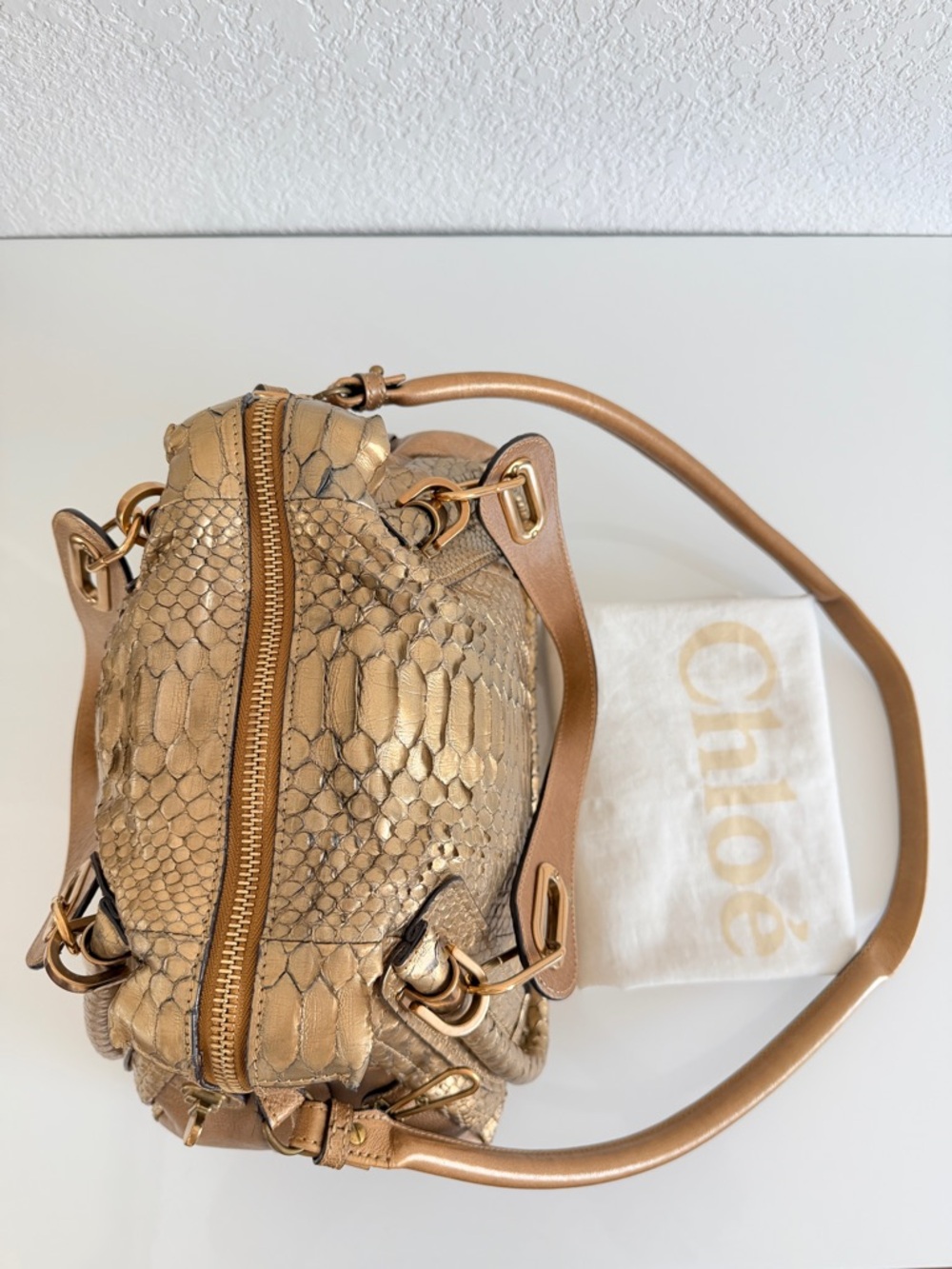Chloe Gold Python paraty Handbag - Picture 8 of 15